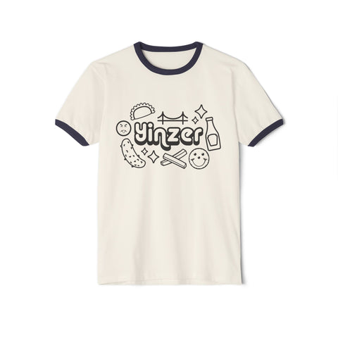 Yinzer Icon Doodles - Unisex Cotton Ringer T-Shirt