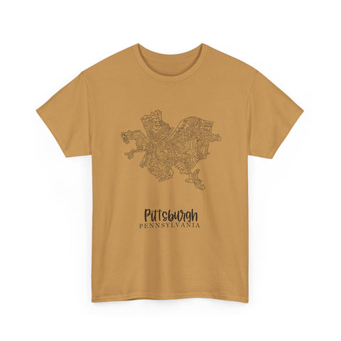 Pittsburgh Neighborhood Map Unisex Heavy Cotton Tee
