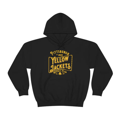 Pittsburgh Yellow Jackets Text Hoodie  Vintage Ice Hockey Black S 