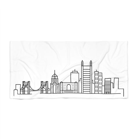 Beach Towel — Pittsburgh Skyline Doodle