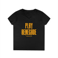 Play Renegade Distressed Graphic - Ladies' V-Neck T-Shirt V-neck Printify S Black