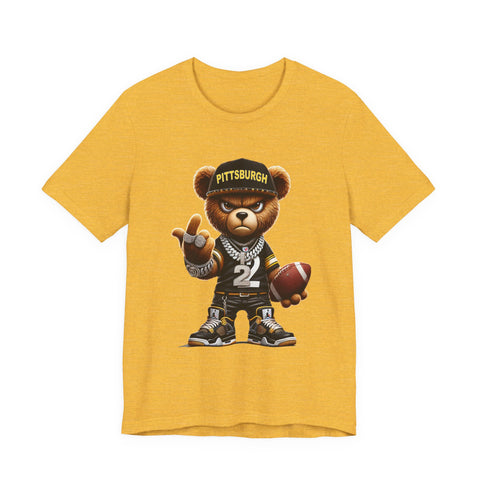 Young and Mean Pittsburgh Bear - Unisex Jersey Short Sleeve Tee