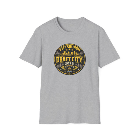NFL Draft City 2026 T-Shirt — Pittsburgh Skyline Football Fan Tee