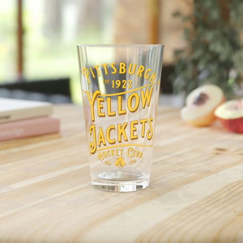 Pittsburgh Yellow Jackets Text Pint Glass  Vintage Ice Hockey   