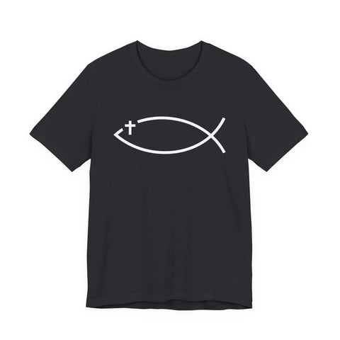 Christianity Cross Fish Symbol - Unisex Jersey Short Sleeve Tee
