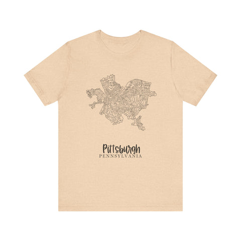 Pittsburgh Neighborhoods Map Short Sleeve T-Shirt