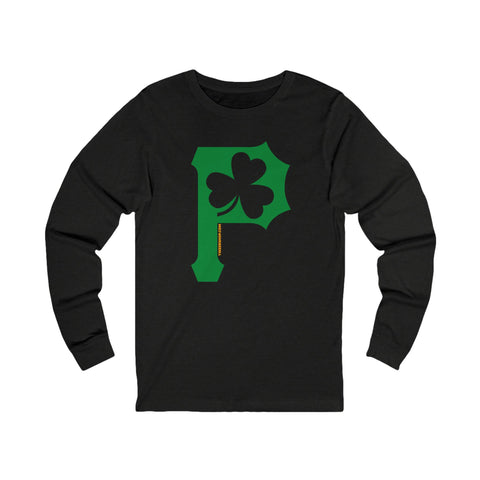 St. Patty's Day Clover - P for Pittsburgh Series - Long Sleeve Tee Long-sleeve Printify M Black Heather