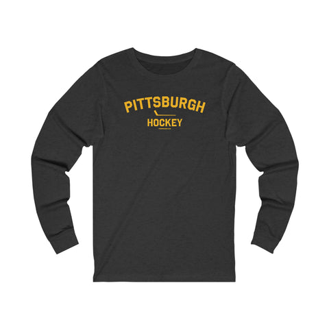 Pittsburgh Hockey - Collegiate Style - Long Sleeve Tee Long-sleeve Printify XS Dark Grey Heather 