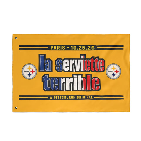 Pittsburgh Steelers French Flag Towel – "La Serviette Terrible" - Double Sided Flag