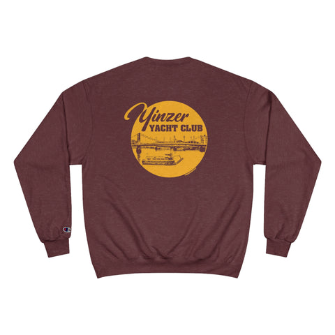 Yinzer Yacht Club - PRINT ON  BACK - Champion Sweatshirt Sweatshirt Printify Maroon Heather S 