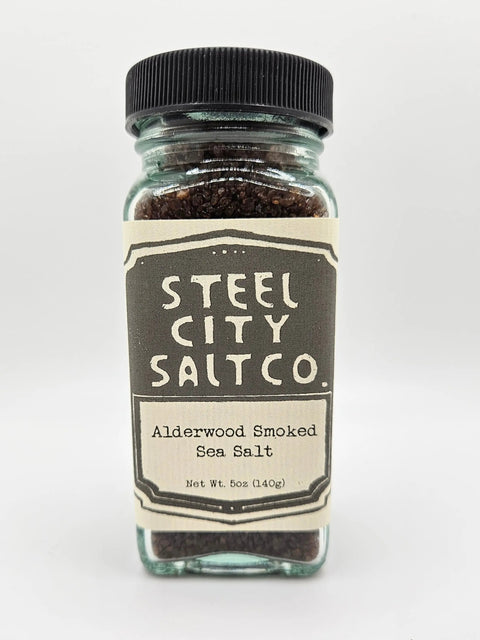 Alderwood Smoked Sea Salt  Steel City Salt Company 5oz Shaker-top Bottle  