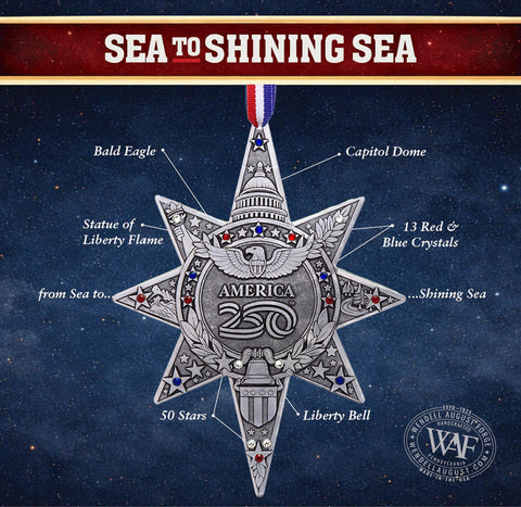America250 Sea to Shining Sea Commemorative Ornament (Aluminum and Crystals)
