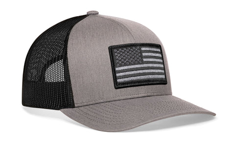 American Flag Trucker Hat  |  Gray Black USA Tactical Snapback