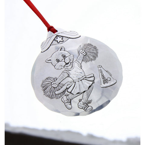 Cheerleader Cat Ornament – Whimsical Animal Figurine | Personalized Cat Gift