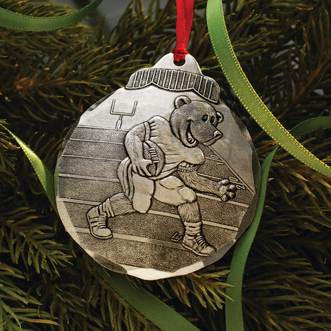Football Bear Ornament - Handcrafted Animal Athlete Decor with Motivational Message