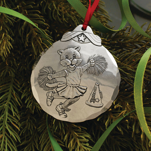 Cheerleader Cat Ornament – Whimsical Animal Figurine | Personalized Cat Gift