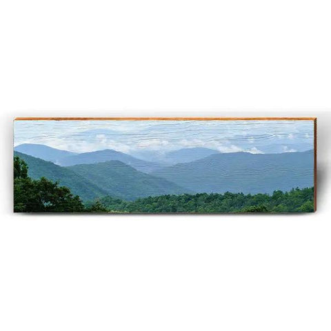 Blue Ridge Mountains | Wall Art Print on Real Wood Wood Sign Mill Wood Art 3.75" x 12"  