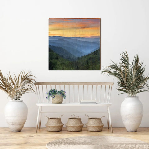 Blue Ridge Mountains | Wall Art Print on Real Wood  Mill Wood Art   