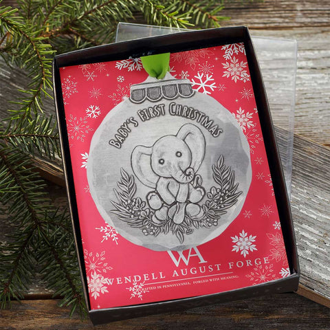 Baby First Christmas Ornament - Personalized Elephant Holiday Keepsake Gift