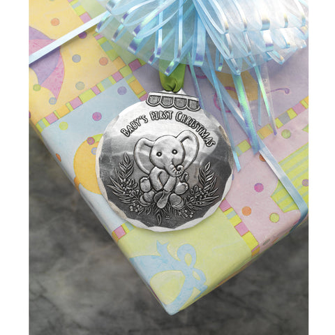 Baby First Christmas Ornament - Personalized Elephant Holiday Keepsake Gift