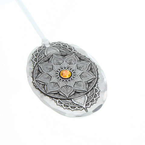 November Birthstone Ornament – Handcrafted Mandala Design with Austrian Crystal Charm