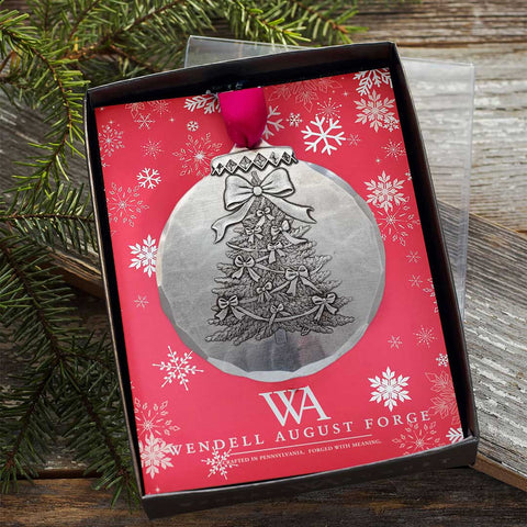 Wendell August Forge Christmas Tree Ornament – Joyful Holiday Ornament With Colorful Bows