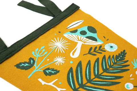 Brave the Woods Pennant - Wool Felt Banner | Outdoor Adventure Decor, Botanical Wall Art