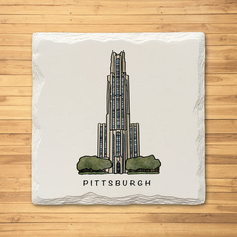 Pitt Cathedral of Learning Ceramic Drink Coaster set - 4 Pack Coasters The Doodle Line   