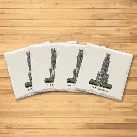 Pitt Cathedral of Learning Ceramic Drink Coaster set - 4 Pack Coasters The Doodle Line   