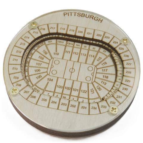 Pittsburgh Coaster Art – Handcrafted Wood Coasters with PPG Paints Arena Decor
