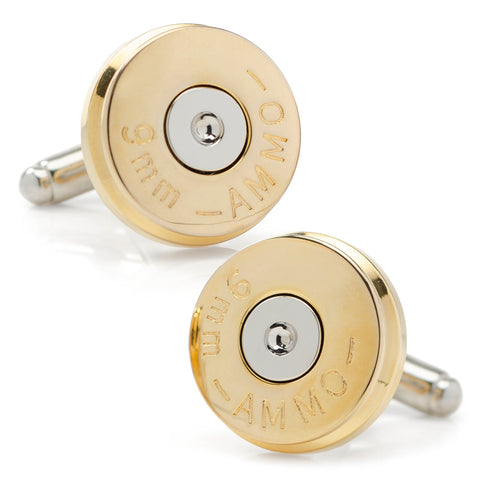 Bullet Cufflinks - Men's 9mm Bullet Back Durable Metal Cufflink Accessories