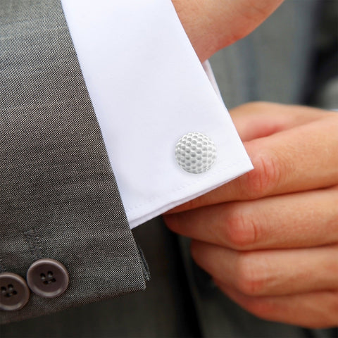 Enamel Golf Ball Cufflinks - Durable Metal, White Enamel, Bullet Backing Style