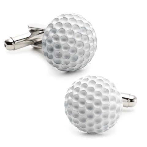 Enamel Golf Ball Cufflinks - Durable Metal, White Enamel, Bullet Backing Style