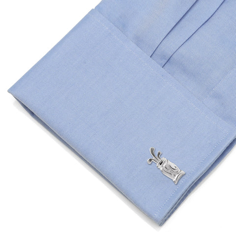 Plated Golf Bag Cufflinks – Durable Metal Men's Fashion Accessories Gift
