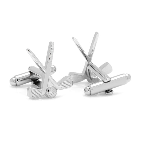 Golf Clubs Cufflinks – Durable Metal Men's Fashion Accessories for Golf Lovers
