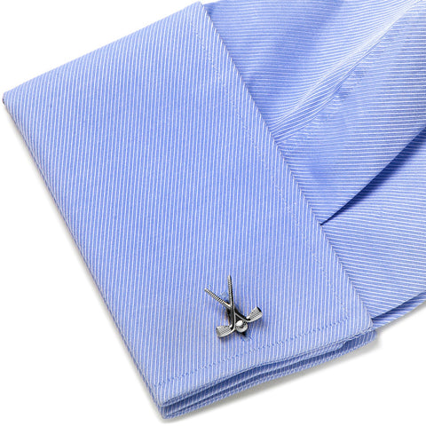 Golf Clubs Cufflinks – Durable Metal Men's Fashion Accessories for Golf Lovers