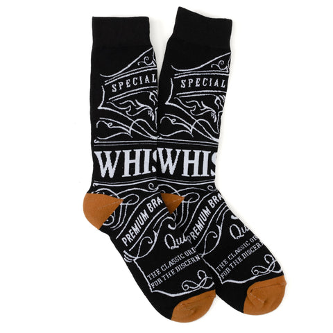 Men's Black Socks - Classic Whiskey Inspired Crew Socks for Gentlemen
