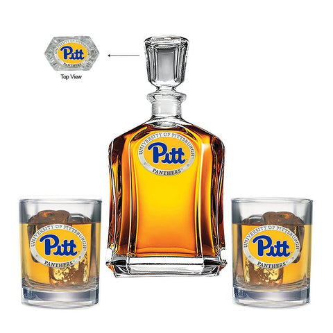 University of Pittsburgh Capitol Decanter with 2 Glasses