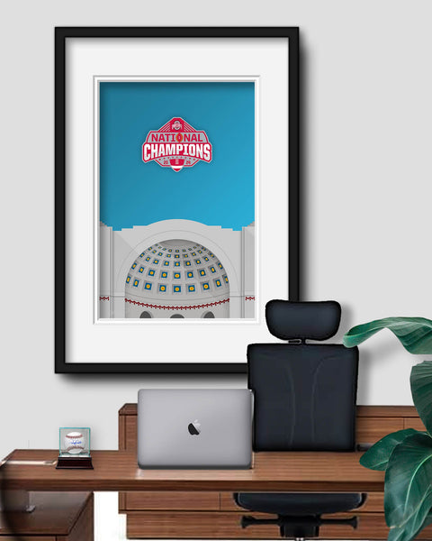 Minimalist Ohio Stadium College Football Champions 2024 Limited Edition Art Print
