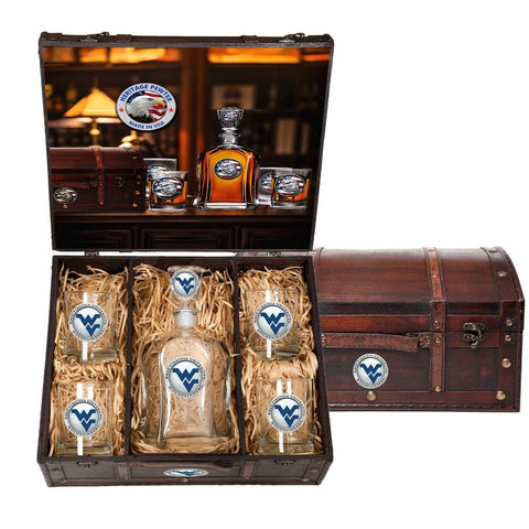 West Virginia University Capitol Decanter Chest Set