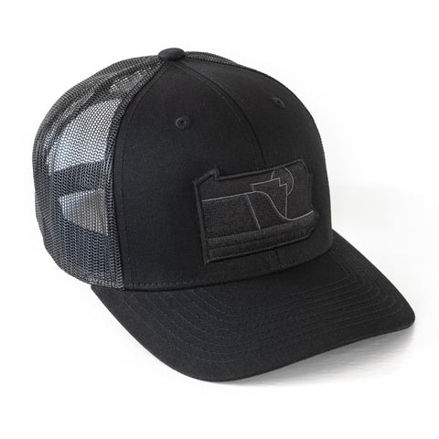 Pennsylvania Snapback Hat - Stylish Black Meshback Trucker Patch Hat With PA Symbol