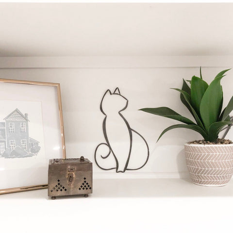 Cat Wall Decor - Rust Resistant Metal Wall Art | Indoor Sign with Velcro Hanging