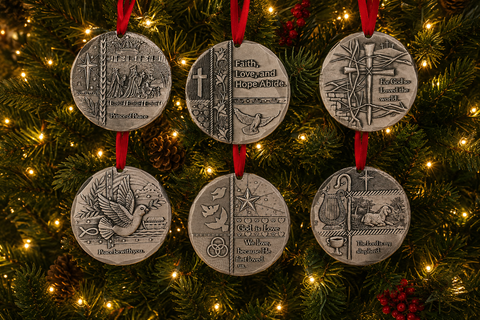Bible Verse Ornament Set – Wendell August Forge 6-Piece Religious Christmas Decor