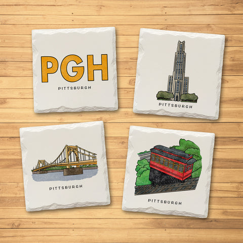 Pittsburgh City Variety Pack - Ceramic Drink Coasters - 4 Pack