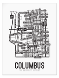 Columbus, Ohio Street Map College Map Prints School Street Posters White Background / Black Map 11" x 14" Poster