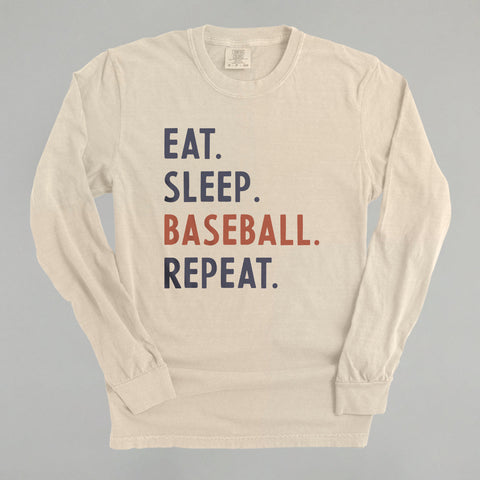 Eat Sleep Baseball Repeat - Funny Baseball Fan Shirt | Ivy Cloth Casual Sportswear