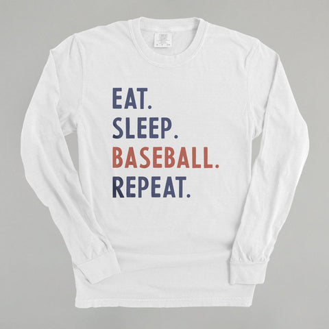 Eat Sleep Baseball Repeat - Funny Baseball Fan Shirt | Ivy Cloth Casual Sportswear