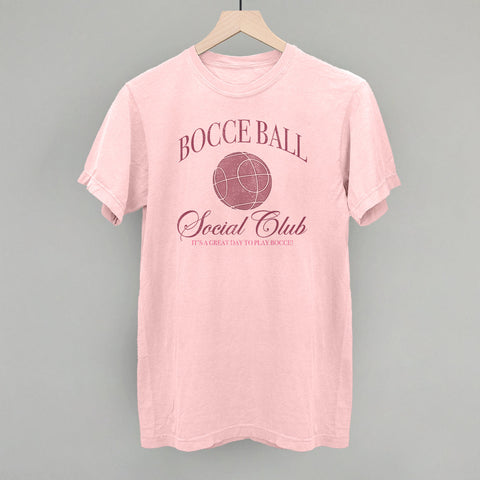 Bocce Ball Shirt – Pink Bocce Ball Social Club | Lightweight Corded Fabric Tee
