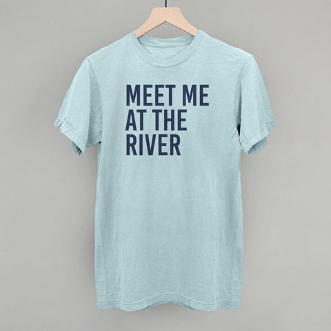 Meet Me At The River Corded Fabric Tee – Blue Crew Sweatshirt, Comfortable Casual Wear