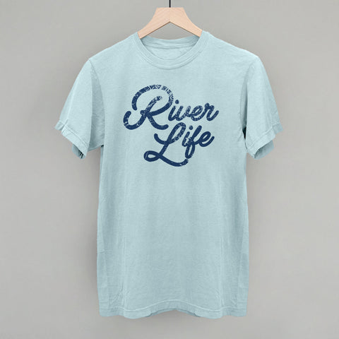 Distressed Script Tee – River Life Design | Comfortable Unisex Shirt by Ivy + Cloth
